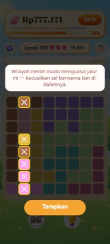 Color logic puzzle with tile ordering rules