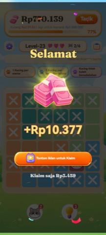 Cash reward celebration popup with confetti